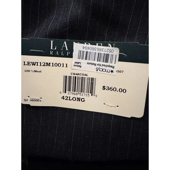 Lauren Ralph Lauren Charcoal Pinstripe Wool Blazer Mens Please Read Description